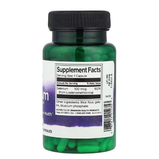 Selenium (L-Selenomethionine), 100mcg, 200 caps, Swanson - Vitax.ro