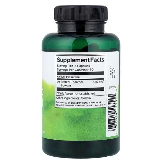 Activated Charcoal, 260mg, 120 caps, Swanson
