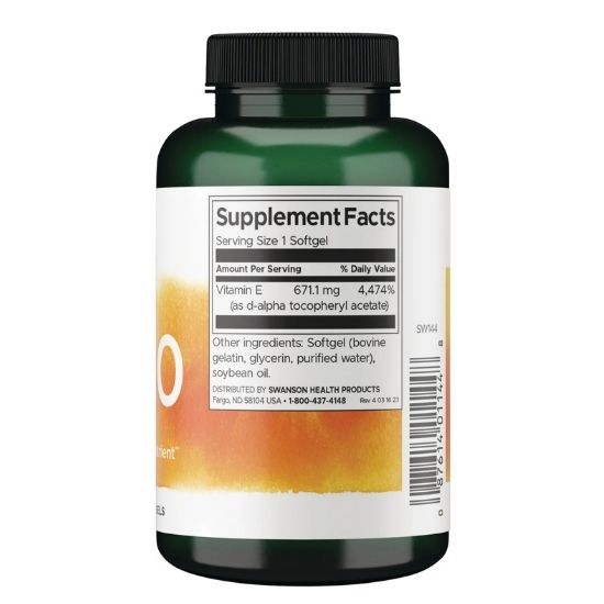 Vitamin E, 1000 IU, 100 softgels, Swanson - Vitax.ro