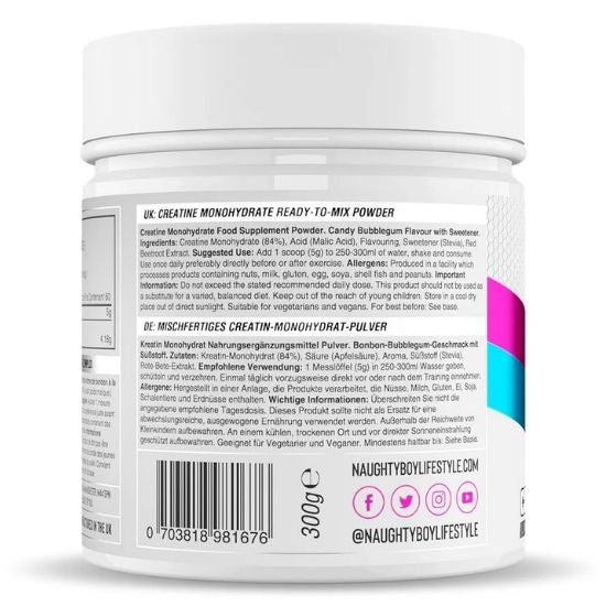 Creatine, Candy Bubblegum, 300g, Naughty Boy - Vitax.ro