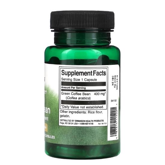 Full Spectrum Green Coffee Bean, 400mg, 60 caps, Swanson - Vitax.ro