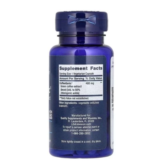 CoffeeGenic, Green Coffee Extract, 400mg, 90 vcaps, Life Extension - Vitax.ro
