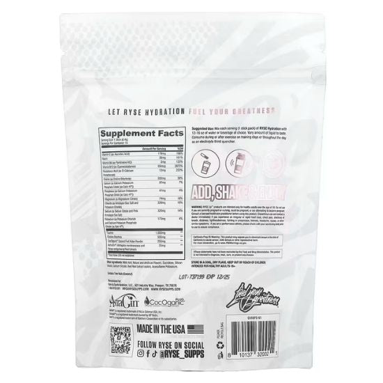 Hydration Sticks, Pink Splash, 16 x 6.4g, RYSE