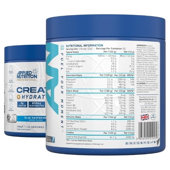 Creatine + Hydration, Blue Raspberry, 360g, Applied Nutrition