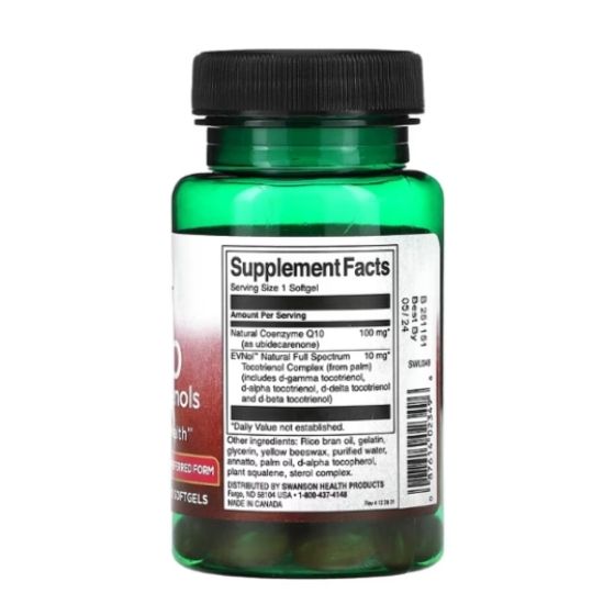CoQ10, 100 mg (with 10mg Tocotrienols), 60 softgels, Swanson - Vitax.ro