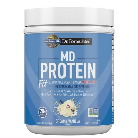 Dr. Formulated MD Protein FIT Sustainable Plant-Based Powder, Creamy Vanilla, 605g, Garden of Life - Vitax.ro