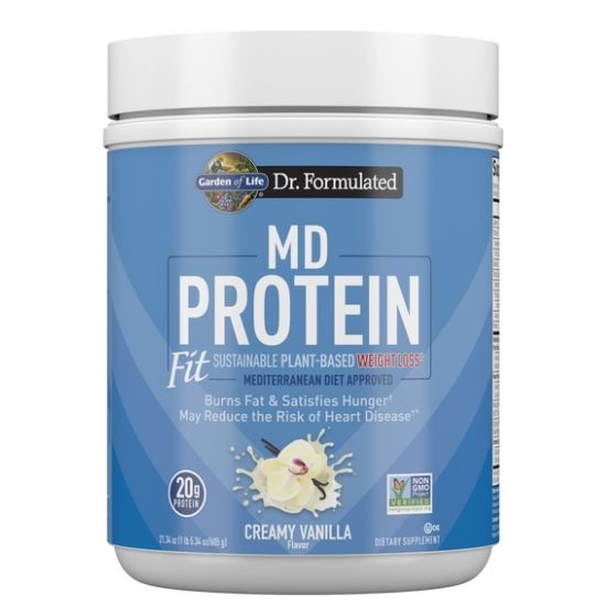 Dr. Formulated MD Protein FIT Sustainable Plant-Based Powder, Creamy Vanilla, 605g, Garden of Life - Vitax.ro