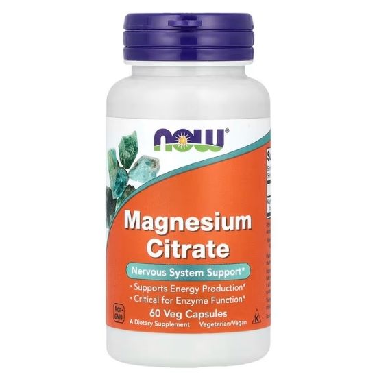 Magnesium Citrate, 400mg, 60 vcaps, NOW Foods - Vitax.ro