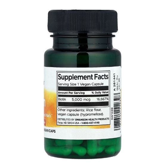 Biotin, 5000mcg, 30 caps, Swanson - Vitax.ro