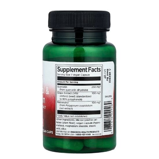 Resveratrol & Quercetin, 30 vcaps, Swanson - Vitax.ro