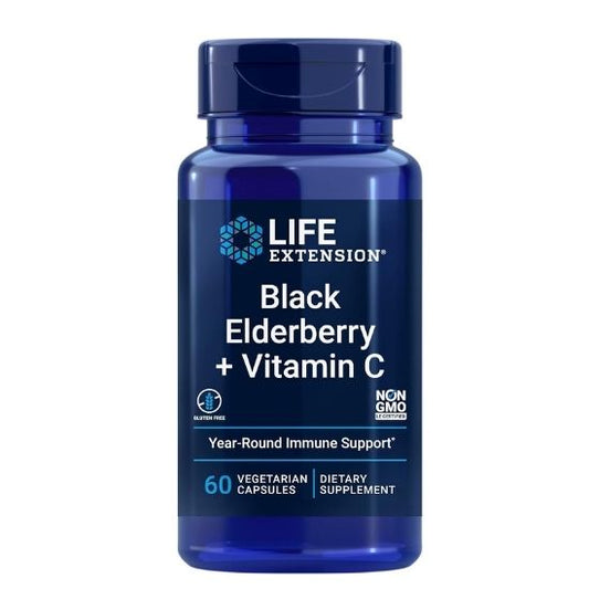 Black Elderberry + Vitamin C, 60 vcaps, Life Extension - Vitax.ro