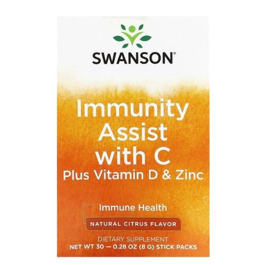 Immunity Assist with C Plus Vitamin D & Zinc, Citrus, 30 x 8g, Swanson - Vitax.ro