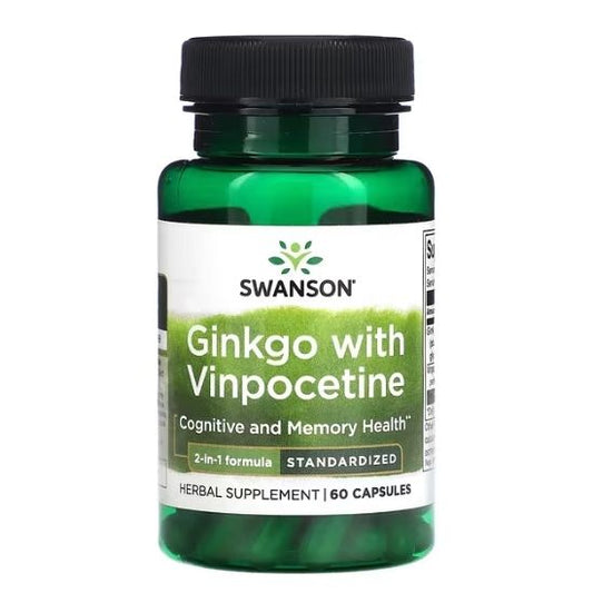 Ginkgo with Vinpocetine Standardized, 60 caps, Swanson - Vitax.ro