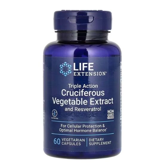 Triple Action Cruciferous Vegetable Extract with Resveratrol, 60 vcaps, Life Extension - Vitax.ro