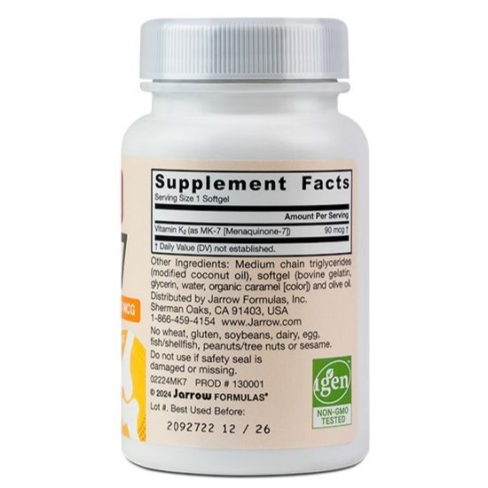 Vitamin MK-7, 90mcg, 60 softgels, Jarrow Formulas - Vitax.ro