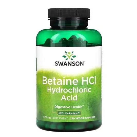 Betaine HCl Hydrochloric Acid, 250 vcaps, Swanson - Vitax.ro