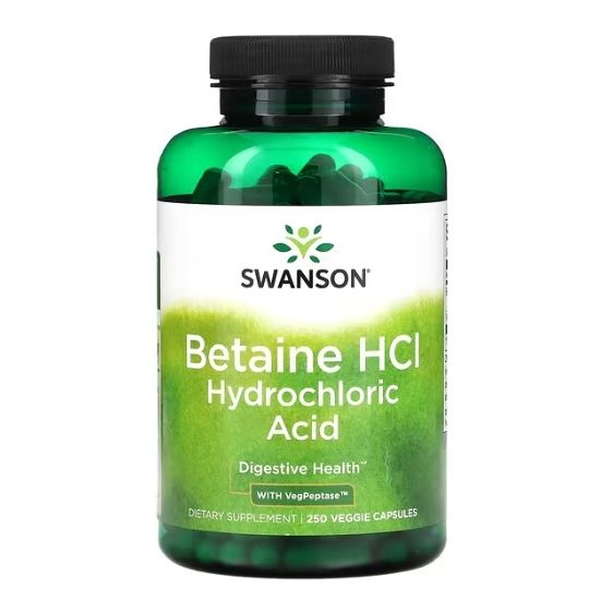 Betaine HCl Hydrochloric Acid, 250 vcaps, Swanson - Vitax.ro
