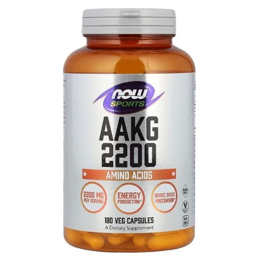 AAKG 2200, 180 vcaps, NOW Foods - Vitax.ro