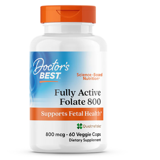 Fully Active Folate 800 with Quatrefolic, 800mcg, 60 vcaps, Doctor's Best - Vitax.ro