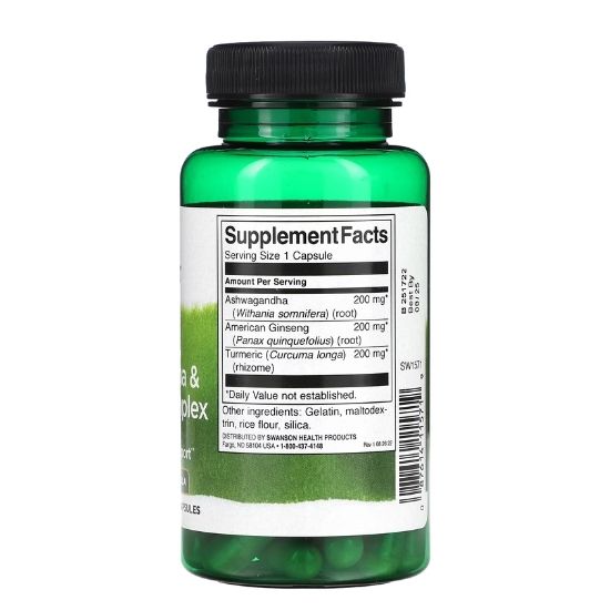 Turmeric, Ashwagandha & Ginseng Complex, 60 caps, Swanson - Vitax.ro
