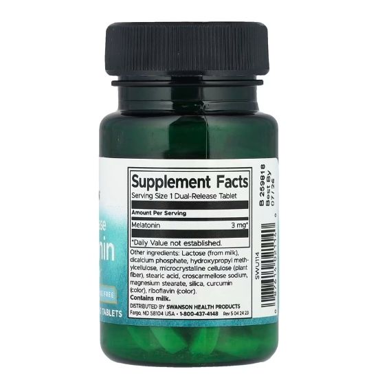 Melatonin Dual-Release, 3mg, 60 tabs, Swanson - Vitax.ro