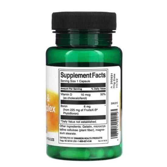 Vitamin D & Boron Complex, 60 caps, Swanson - Vitax.ro