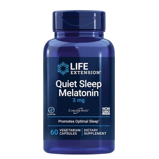 Quiet Sleep Melatonin, 3mg, 60 vcaps, Life Extension - Vitax.ro