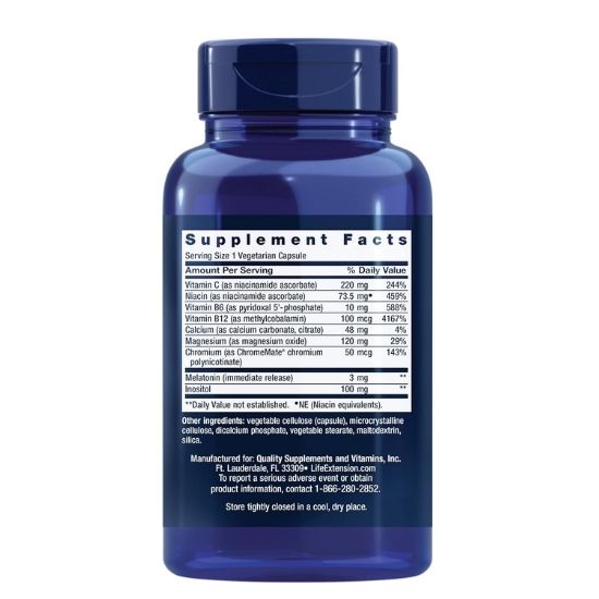 Quiet Sleep Melatonin, 3mg, 60 vcaps, Life Extension - Vitax.ro