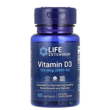 Vitamin D3, 5000IU, 60 softgels, Life Extension - Vitax.ro