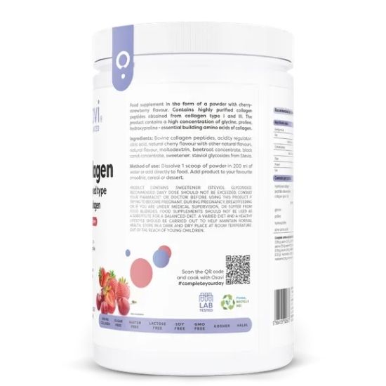 Collagen Hydrolysed Type I & III, Cherry & Strawberry, 660g, Osavi - Vitax.ro