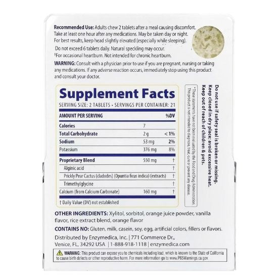 Heartburn Soothe, Vanilla-Orange, 42 chewables, Enzymedica | Vitax.ro