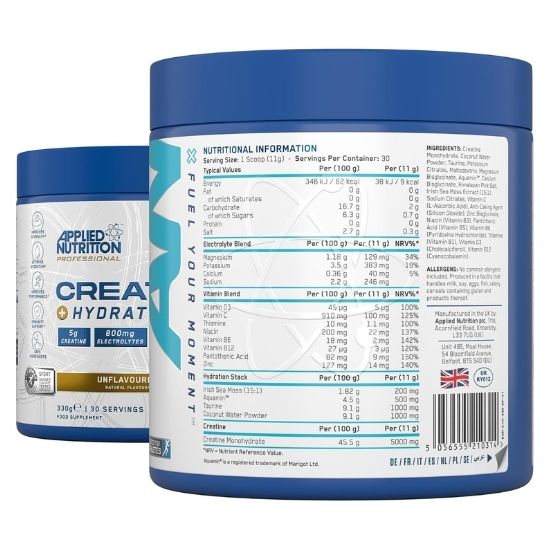 Creatine + Hydration, Unflavoured, 330g, Applied Nutrition