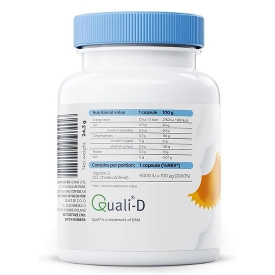 Vitamin D3, 4000IU, 60 softgels, Osavi - Vitax.ro