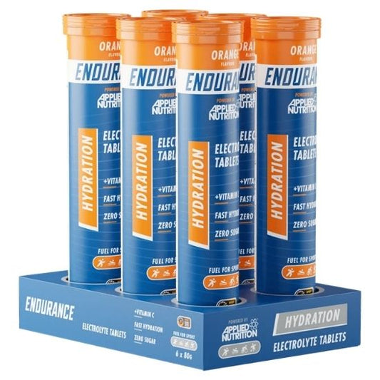 Endurance Hydration Electrolyte Effervescent Tablets, Orange, 6 x 20 tabs, Applied Nutrition