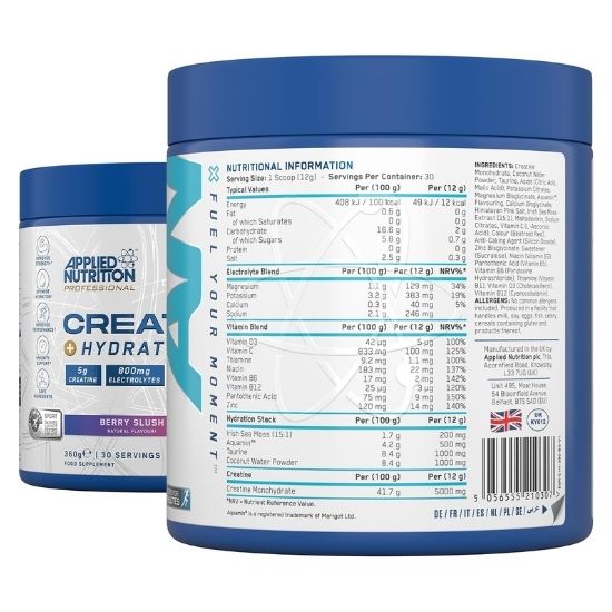Creatine + Hydration, Berry Slush, 360g, Applied Nutrition