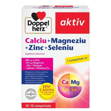 Calciu + Magneziu + Zinc + Seleniu, 30 + 10 comprimate, Doppelherz - Vitax.ro