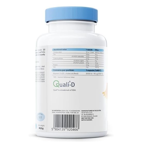 Vitamin D3, 2000IU, 120 softgels, Osavi - Vitax.ro