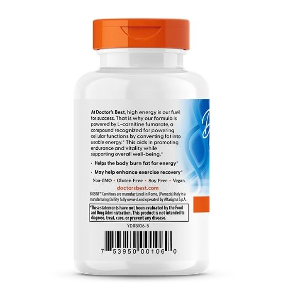 L-Carnitine Fumarate, 855mg, 60 vcaps, Doctor's Best - Vitax.ro