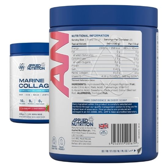 Marine Collagen, Strawberry Raspberry, 300g, Applied Nutrition | Vitax.ro