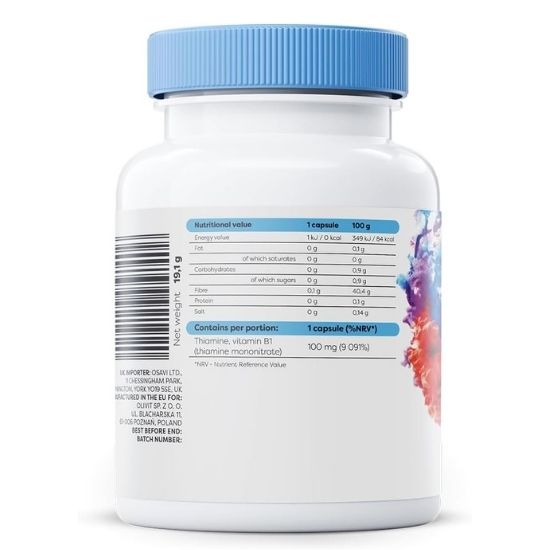 Vitamin B1, 100mg, 60 vegan caps, Osavi - Vitax.ro