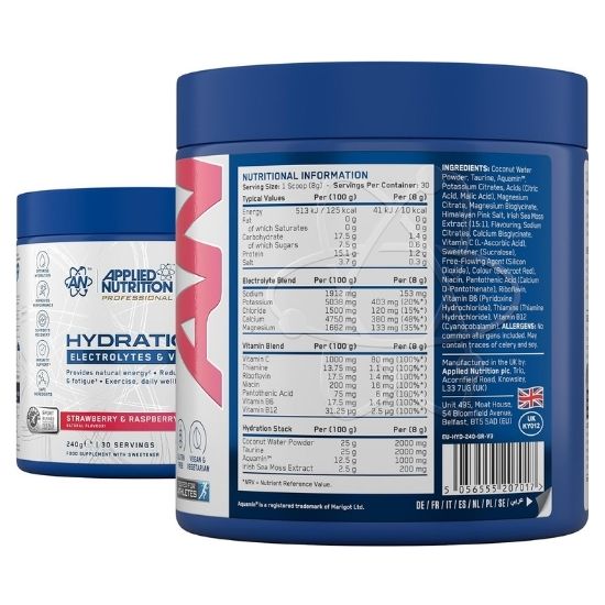 Hydration+, Strawberry Raspberry, 240g, Applied Nutrition