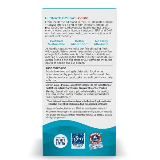 Ultimate Omega + CoQ10 Fish Oil, 120 softgels, Nordic Naturals - Vitax.ro