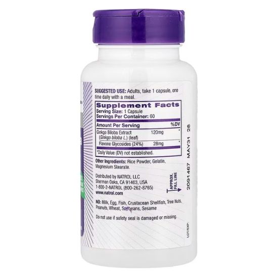 Ginkgo Biloba, 120mg, 60 caps, Natrol