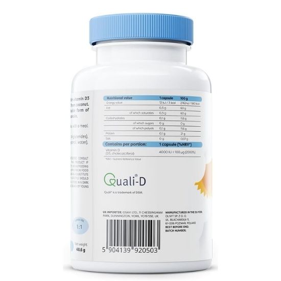 Vitamin D3, 4000IU, 120 softgels, Osavi - Vitax.ro