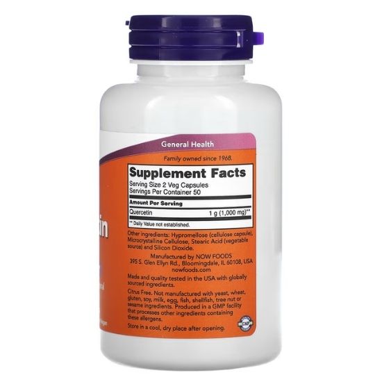 Quercetin, 500mg, 100 vcaps, NOW Foods - Vitax.ro