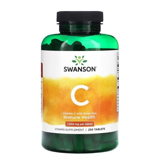 Vitamin C with Rose Hips, 1000mg, 250 tabs, Swanson - Vitax.ro