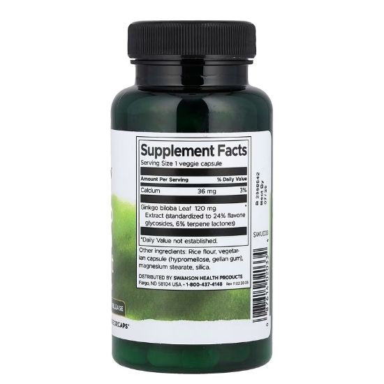 Ginkgo Biloba Extract, 120mg, 100 vcaps, Swanson - Vitax.ro