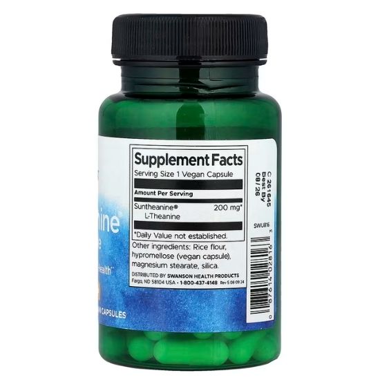 Suntheanine L-Theanine, 200mg, 60 vcaps, Swanson - Vitax.ro