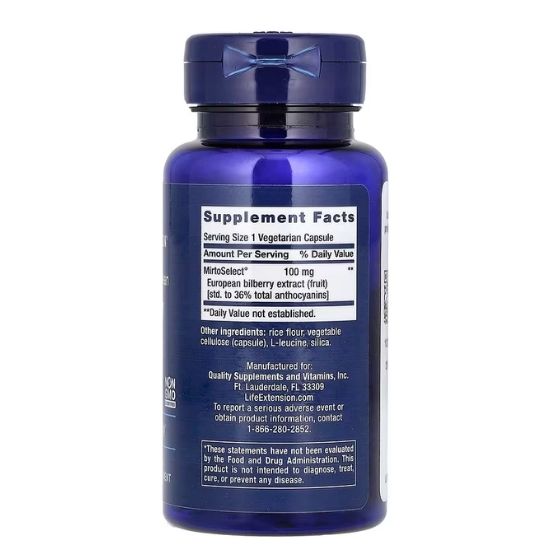 Bilberry Extract Standardized European, 100mg, 90 vcaps, Life Extension - Vitax.ro