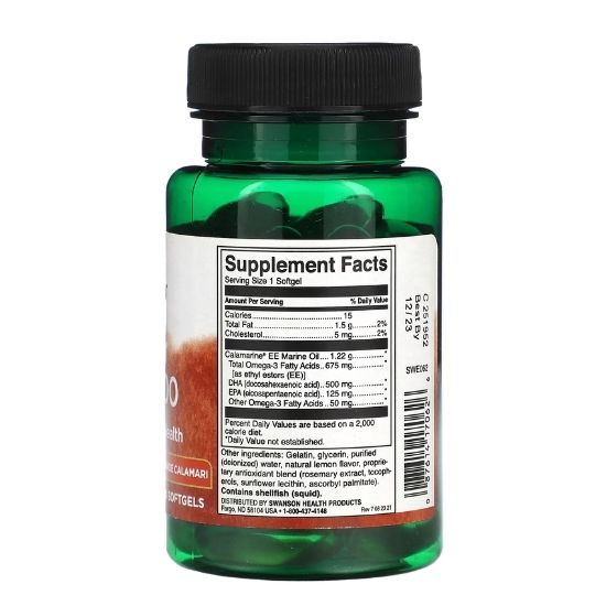 Super DHA 500 from Food-Grade Calamari, 30 softgels, Swanson - Vitax.ro